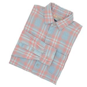Faherty Brand Mens Sunwashed Chambray‎ Plaid Button Down Shirt Size M
